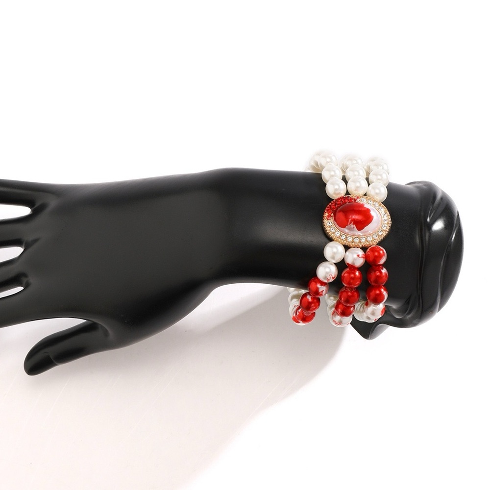 Pearl gothic punk red bracelet Halloween decoration costume cosplay